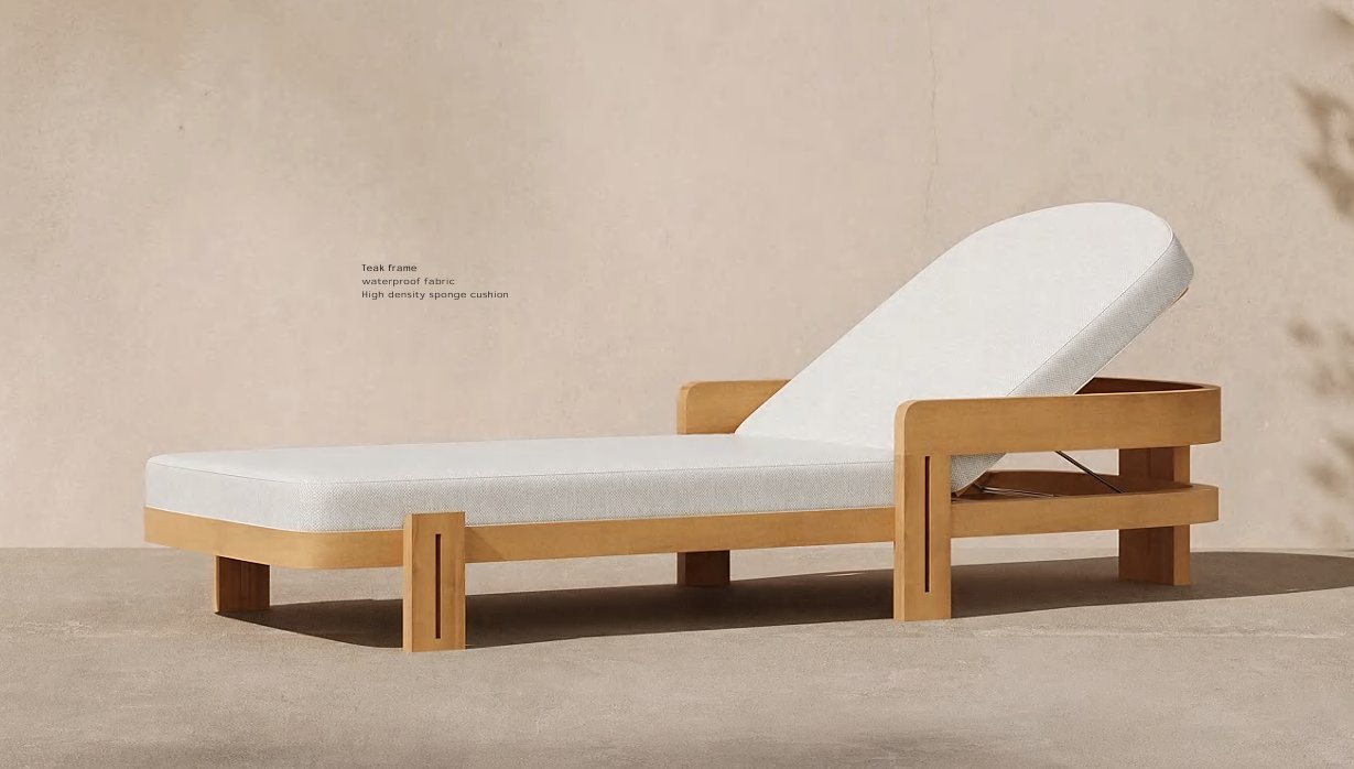 Chaise longues raffinées en teck et en aluminium