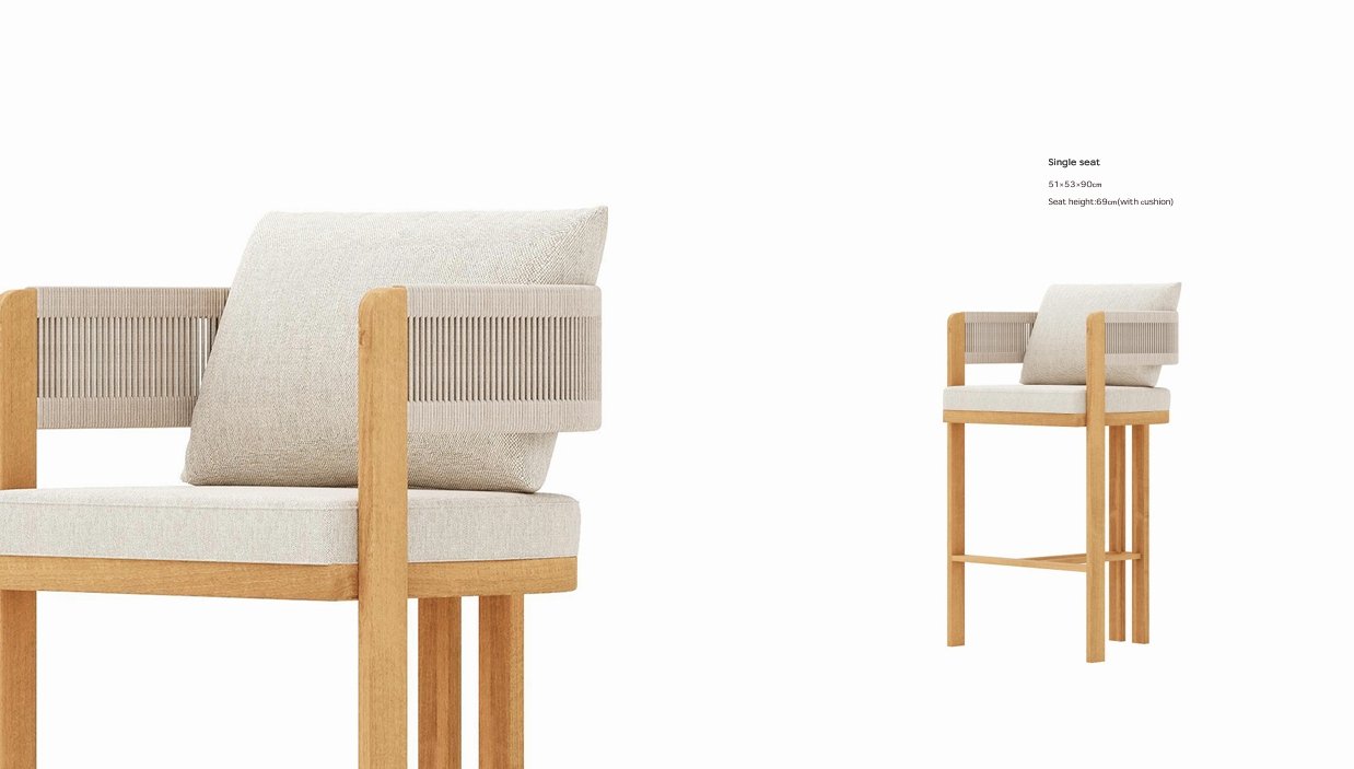 Chaises de bar d'extérieur en teck