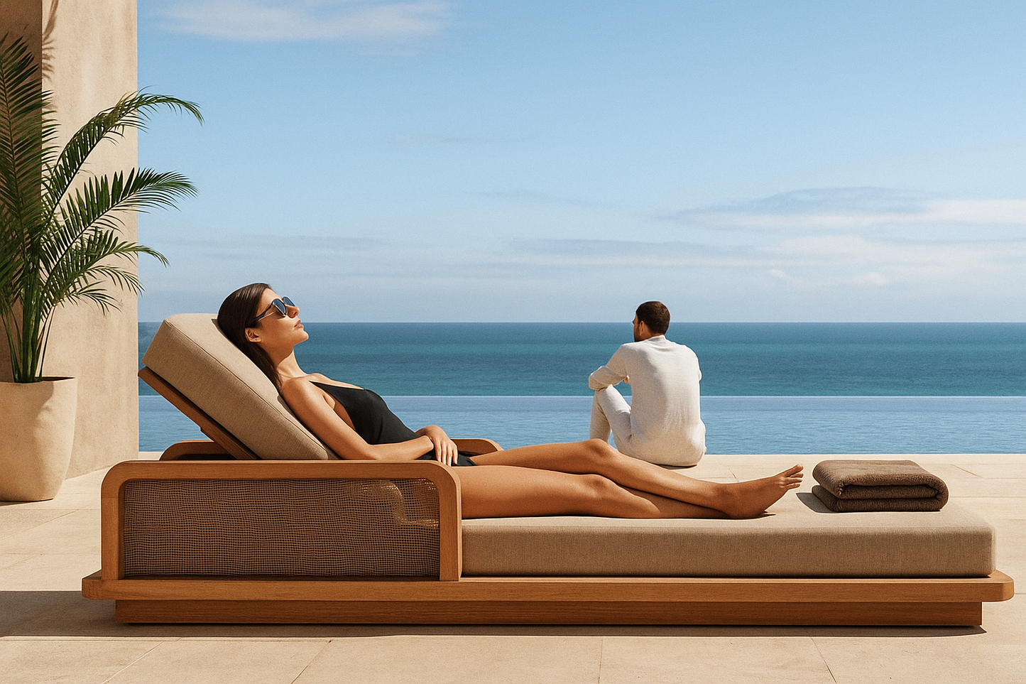 Chaises longues modernes en teck