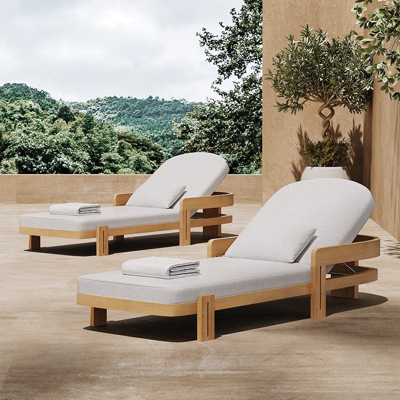 Chaise longues raffinées en teck et en aluminium