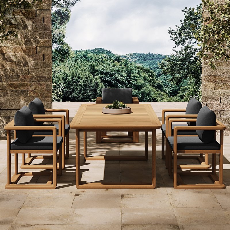 Table de jardin en teck et aluminium