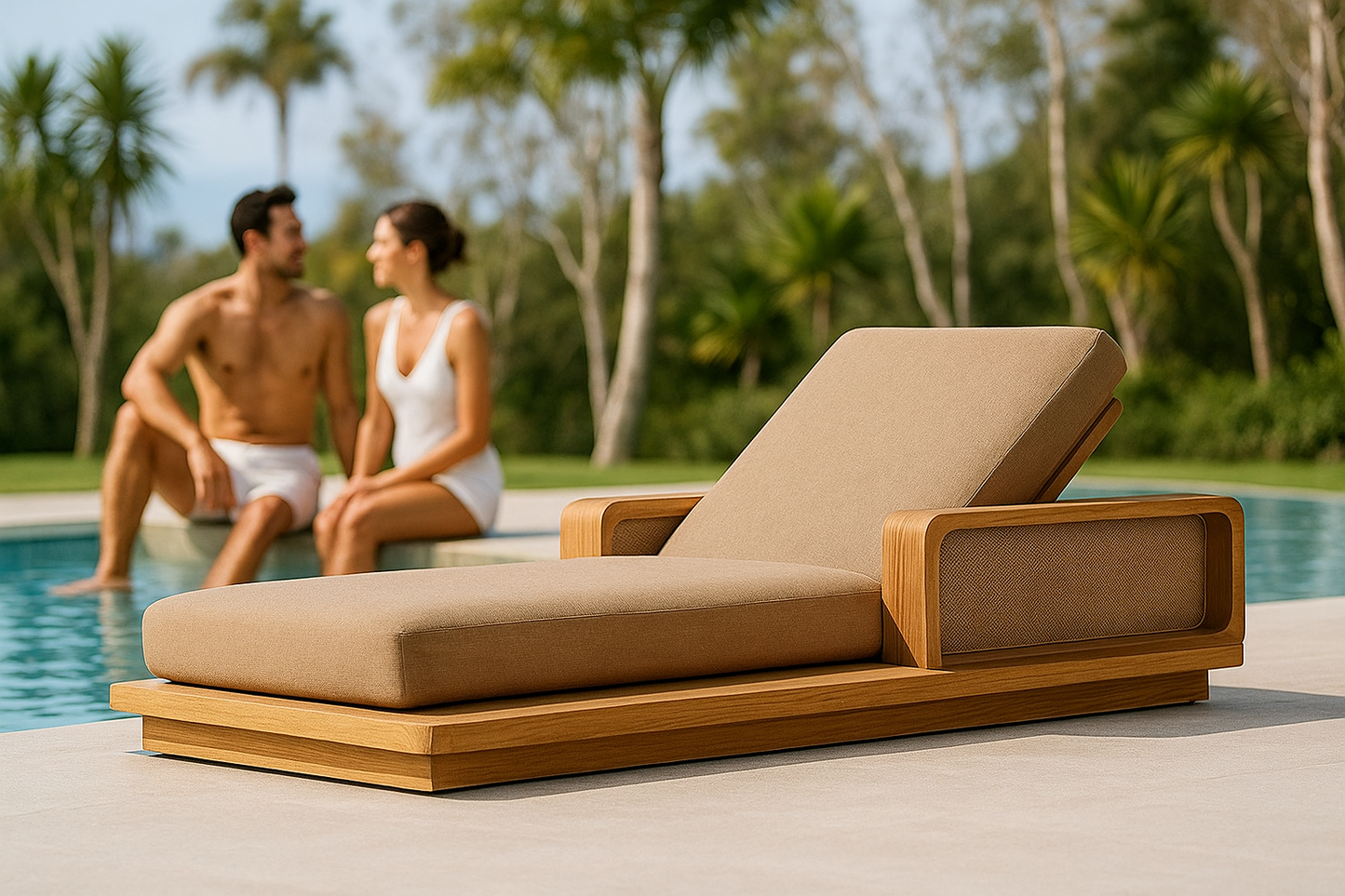 Chaises longues modernes en teck