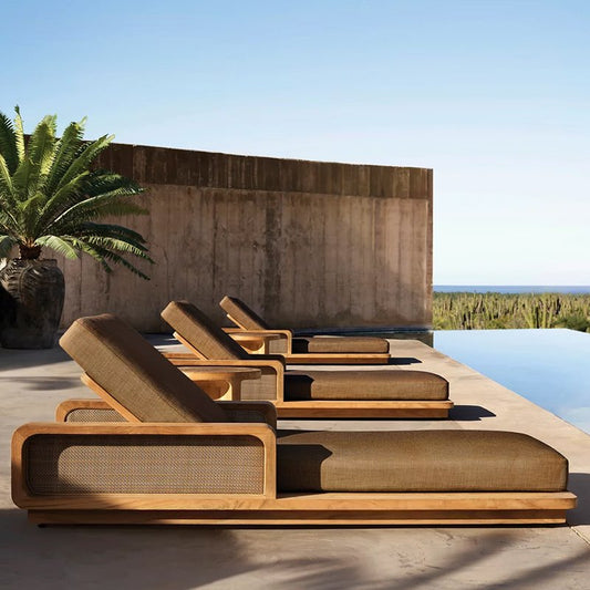 Chaises longues modernes en teck