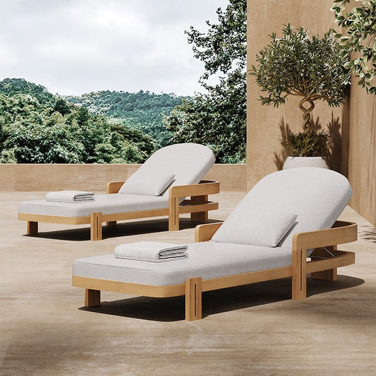 Chaise longues raffinées en teck et en aluminium